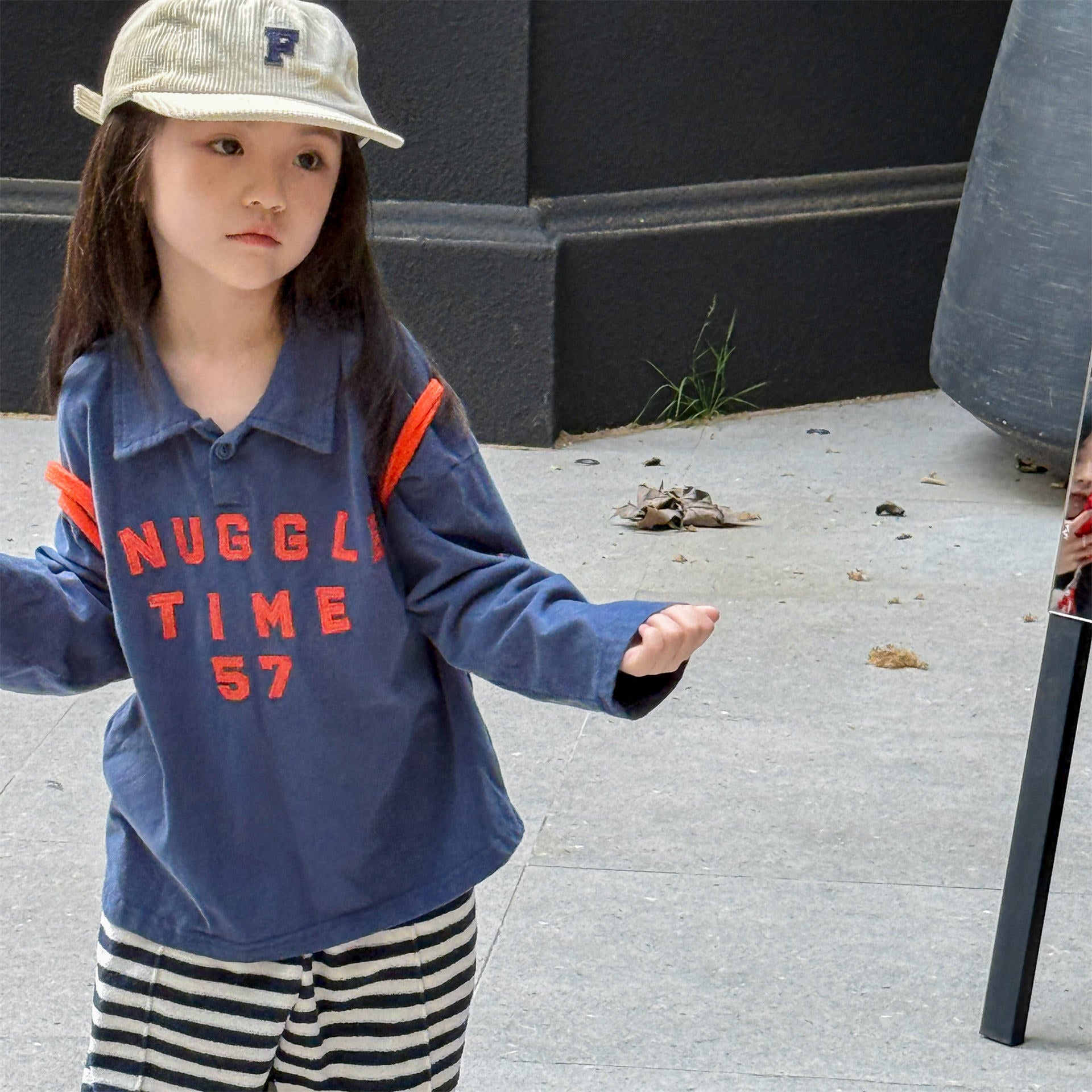 -カレッジロゴ襟付き長袖Tシャツ ポロシャツ【mh0010810】 - mamahalo shop - 長袖シャツ・ブラウス -  べビー服 - 子供服 - 男の子 - 女の子