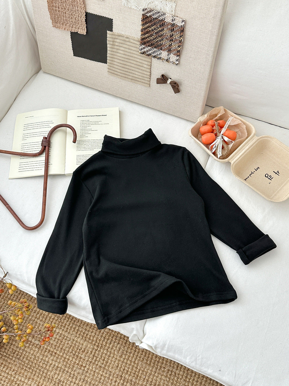 長袖Tシャツ キッズ ハイネック 無地 ベーシック くすみカラー トップス【mh0011664】