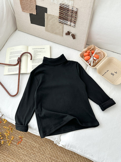 長袖Tシャツ キッズ ハイネック 無地 ベーシック くすみカラー トップス【mh0011664】