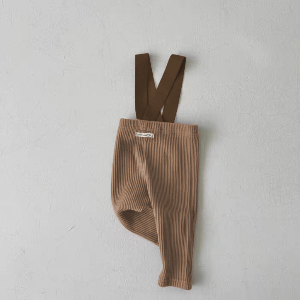 Ribbed Suspender Long Pants リブ編み サスペンダー レギンスパンツ【mh0013030】