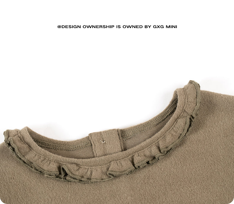 -長袖Tシャツ フリル襟 丸首 無地 カットソー ブラウス風【mh0011311】 - mamahalo shop - 長袖Tシャツ -  べビー服 - 子供服 - 男の子 - 女の子