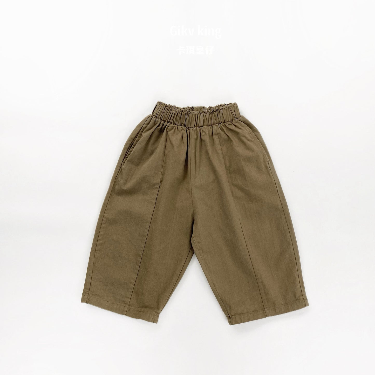 Woven Cotton Elastic Waist Tapered Pants Daily Tapered Pants [mh0012564]