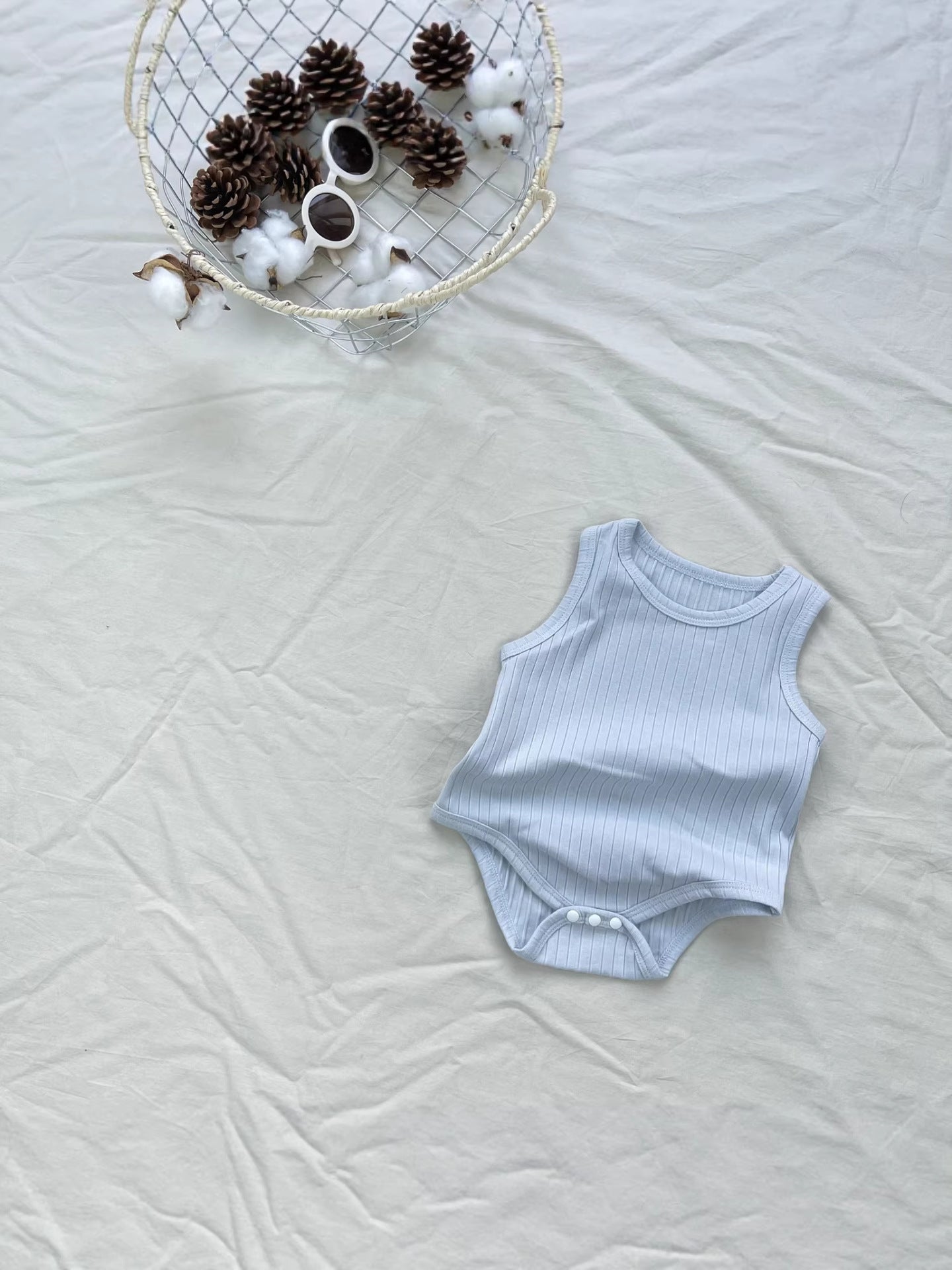 Ribbed Basic Sleeveless Romper 無地 ノースリーブロンパース【mh0012898】
