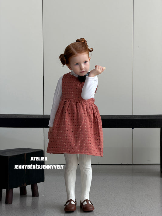 Bebé niños cuadros lunares acolchado camisola pelele vestido tipo camisola cuello alto camiseta de manga larga【mh0014658】
