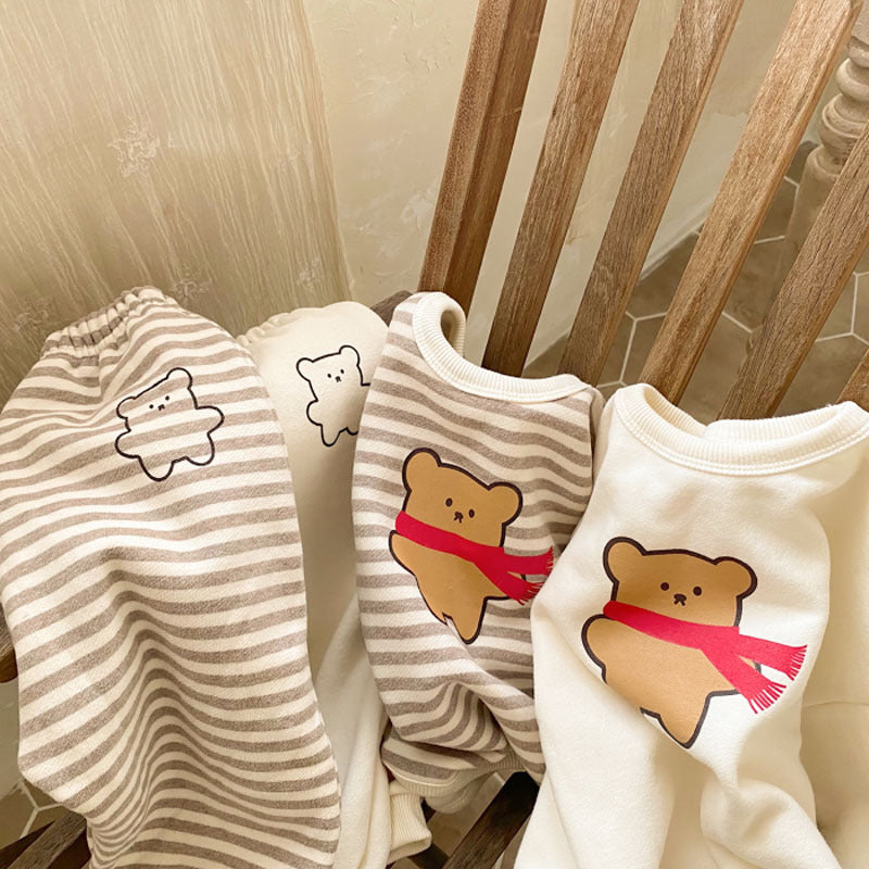 ベビー ボーダー くま ベア ルーズ 長袖スウェット ロングパンツ セット【mh0000689】 - Mamahalo shop