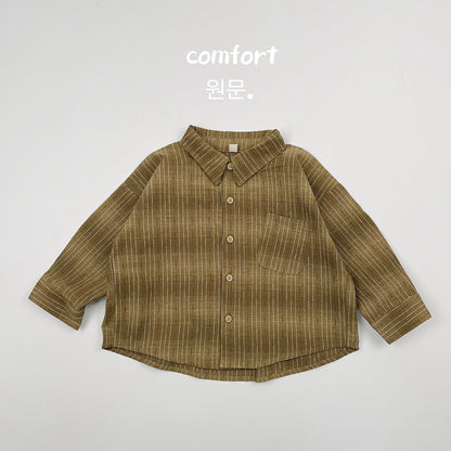 キッズ ストライプ ルーズ ビッグシルエット 長袖シャツ【mh0014591】