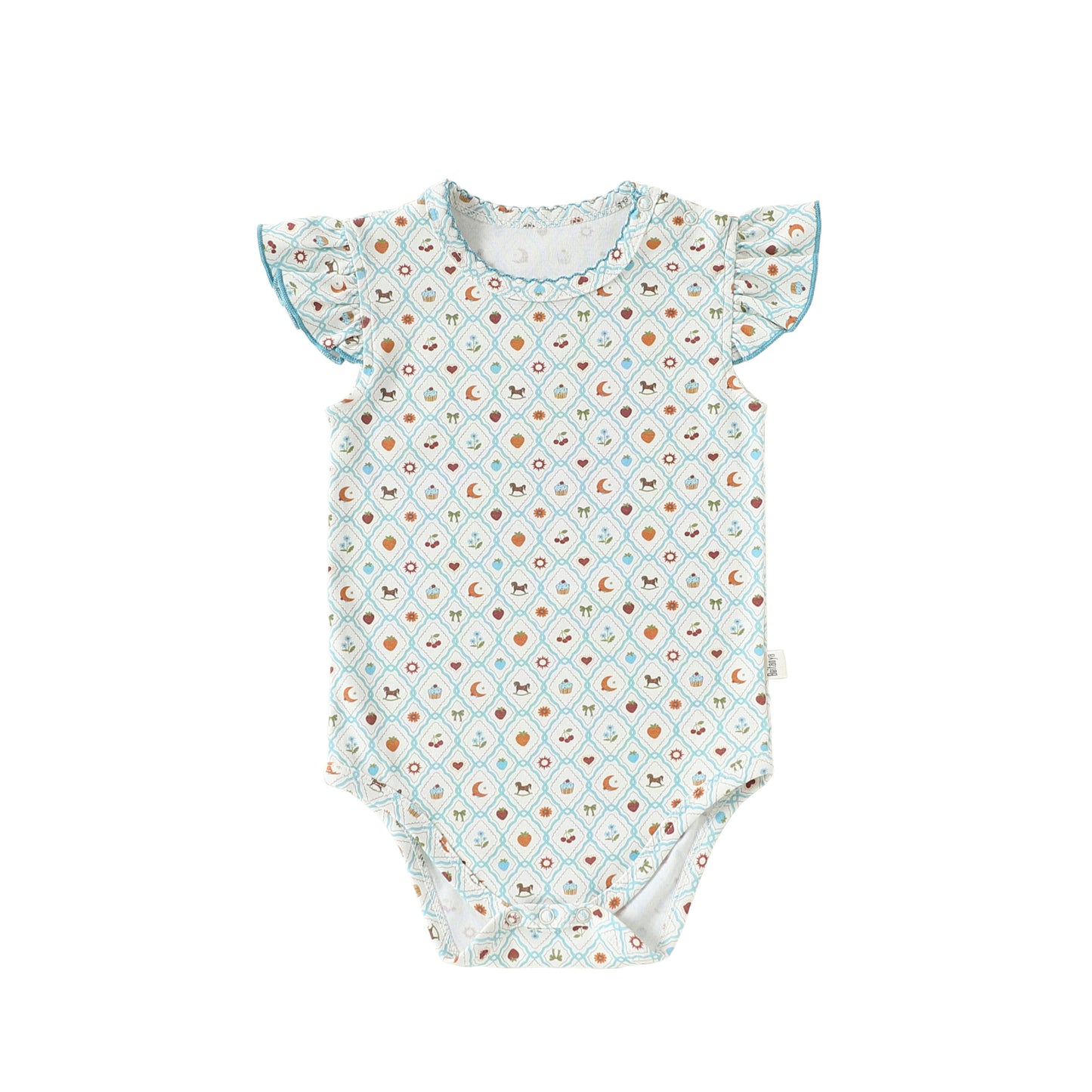 Ruffled Sleeve Romper 幾何学モチーフ 半袖ロンパース【mh0013035】