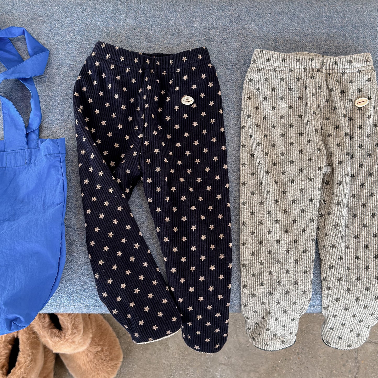 裏起毛リブレギンスパンツ 星スタープリント デイリーパンツ【mh0011908】