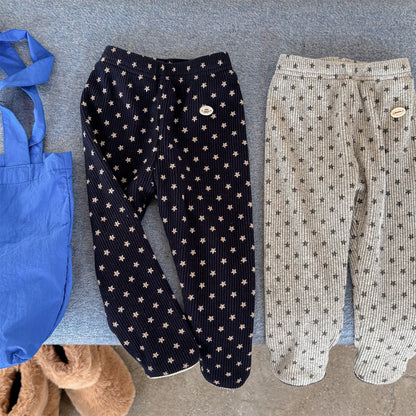 裏起毛リブレギンスパンツ 星スタープリント デイリーパンツ【mh0011908】