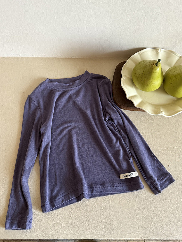 -ハイネックシンプルデイリー長袖Tシャツ【mh0011037】 - mamahalo shop - 長袖Tシャツ -  べビー服 - 子供服 - 男の子 - 女の子