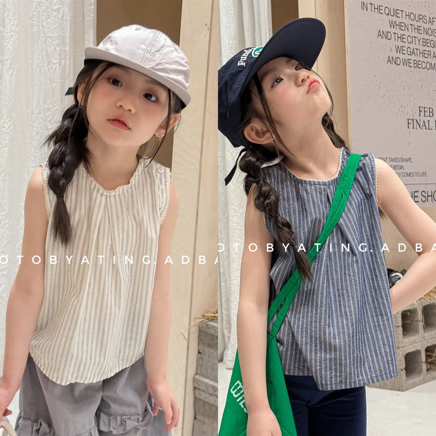Striped Sleeveless Tank Top ストライプ ノースリーブブラウス【mh0013229】