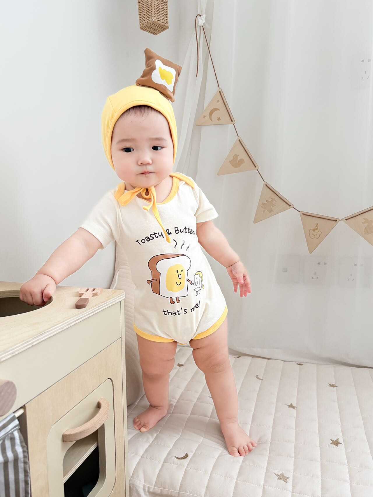 Toasty Bread Removable Hood Jumpsuit トースト 半袖ロンパース コスチューム【mh0013363】