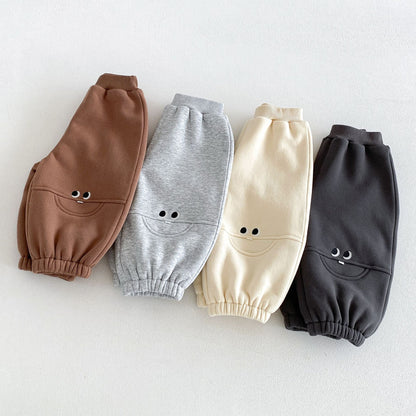 Kids' Smile Embroidered Brushed-Lining Joggers [mh0014776]