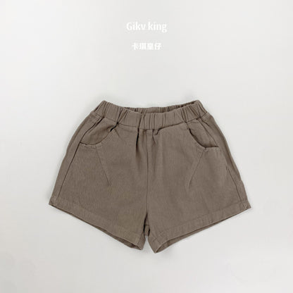 Elastic Waist Solid Casual Shorts 無地 シンプル ショートパンツ【mh0012827】