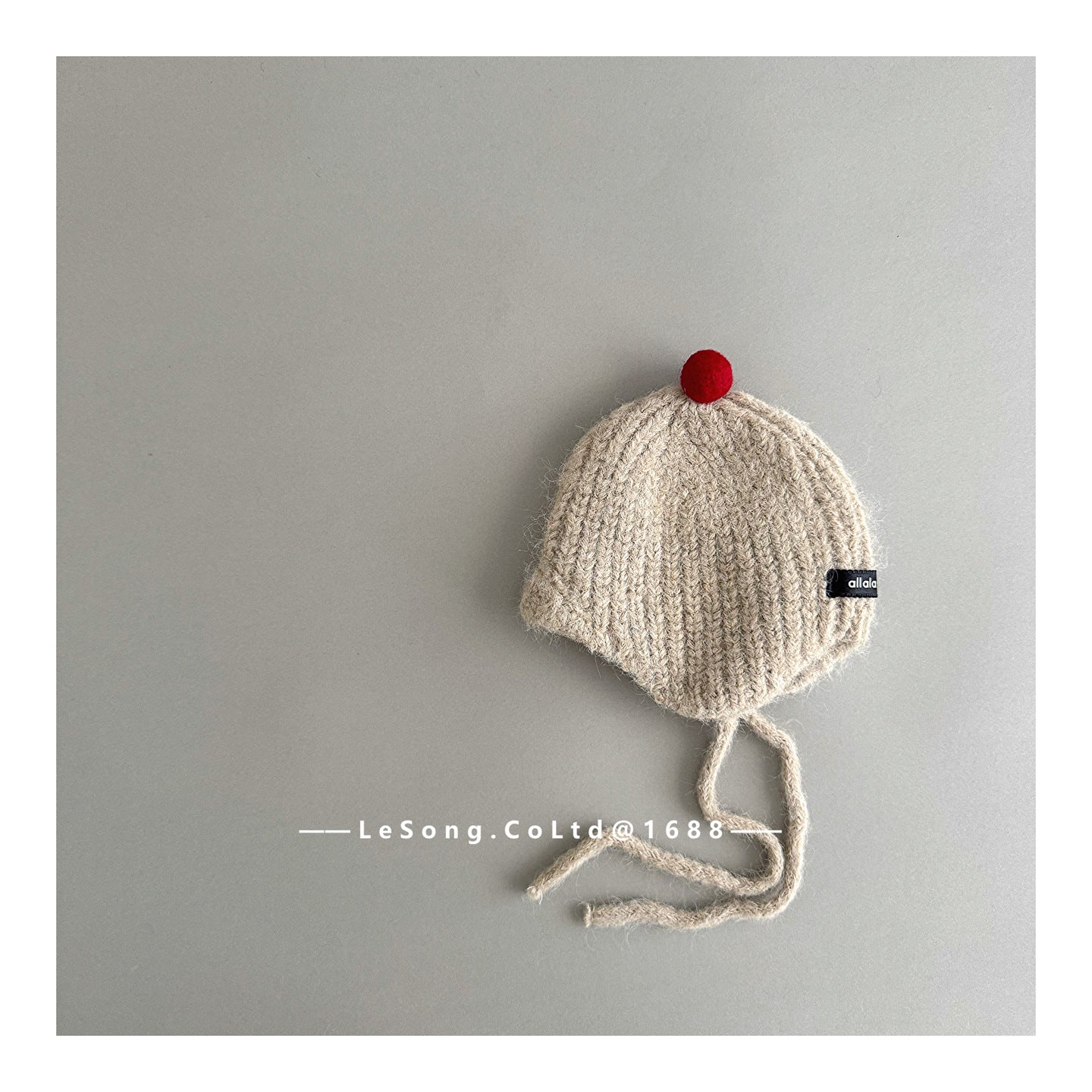 キッズ ニット帽 ポンポン あご紐付き 耳当て 防寒 ベビー【mh0011597】