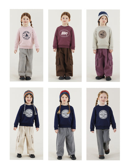 -長袖スウェットシャツ 裏起毛 プリント クルーネック 暖か【mh0011342】 - mamahalo shop - 長袖Tシャツ -  べビー服 - 子供服 - 男の子 - 女の子