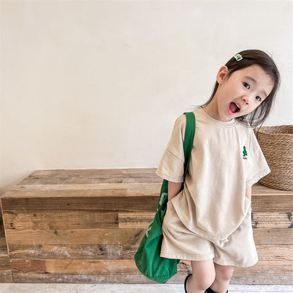 Kids Dinosaur One-Point Short-Sleeve T-Shirt & Shorts Set [mh0000881]