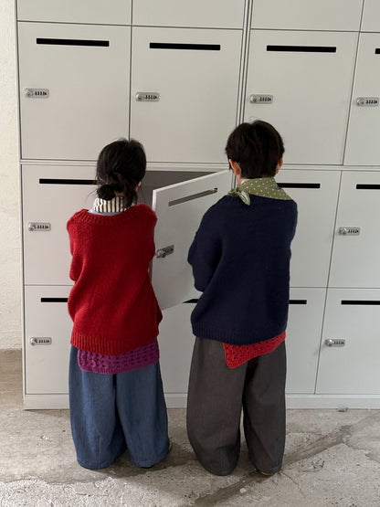 ニットセーター キッズ 裏起毛 厚手 クルーネック 無地 ルーズフィット プルオーバー【mh0011674】