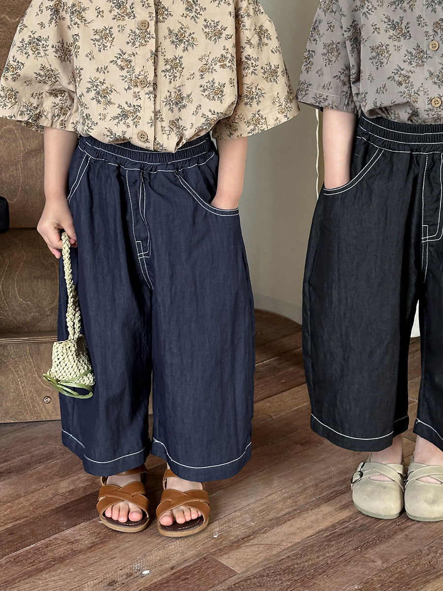 Stitch Contrast Denim Cropped Pants ステッチ クロップドパンツ【mh0013469】
