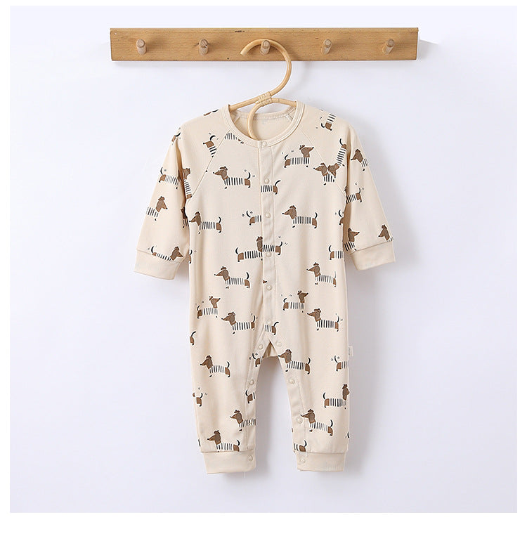 -ムーン/ドッグプリント長袖ロンパース【mh0010752】 - mamahalo shop - 長袖ロンパース -  べビー服 - 子供服 - 男の子 - 女の子