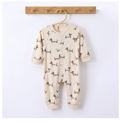 -ムーン/ドッグプリント長袖ロンパース【mh0010752】 - mamahalo shop - 長袖ロンパース -  べビー服 - 子供服 - 男の子 - 女の子