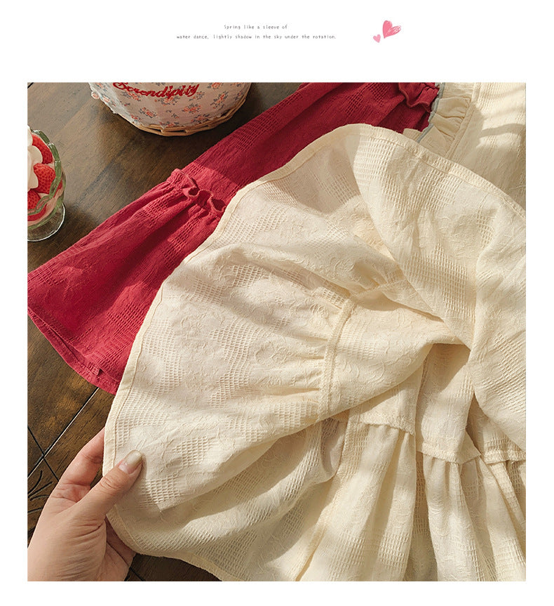 French Vintage Flower Embroidered Dress フレンチ ノースリーブワンピース【mh0013654】