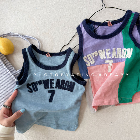 Sleeveless Slub Cotton Tank Top ブロックチェック タンクトップ【mh0013449】