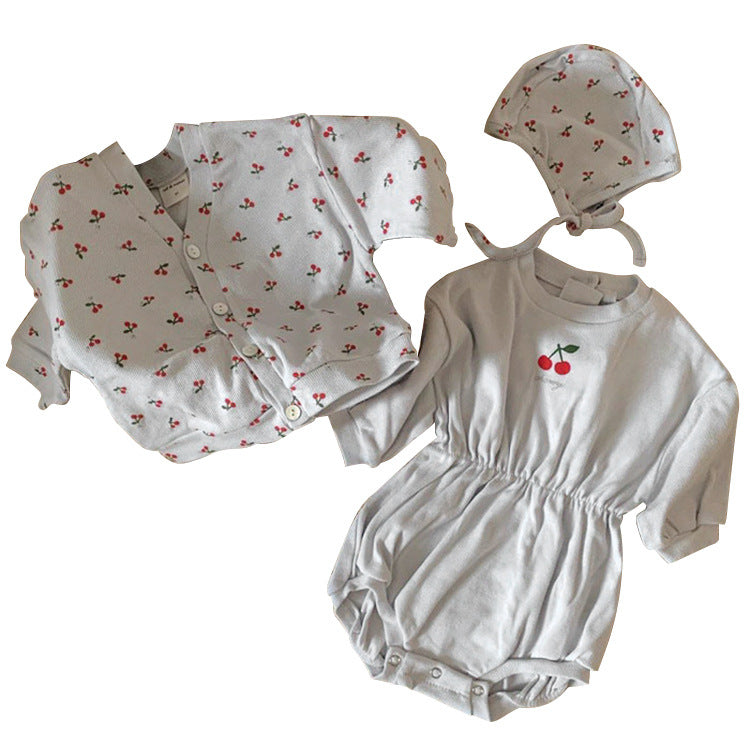 Cherry Print Cotton Romper チェリー ロンパース【mh0012621】