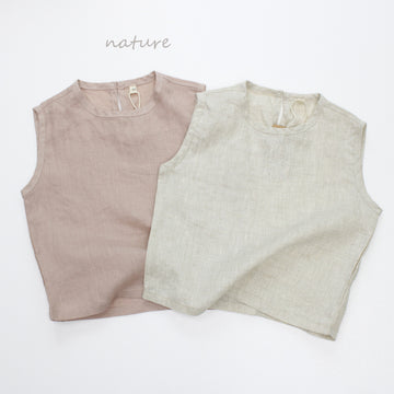 Minimalist Pullover Linen Vest リネン ノースリーブトップス【mh0013633】