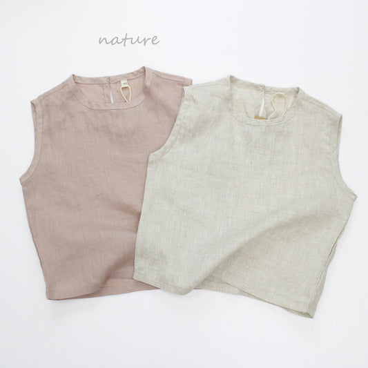 Minimalist Pullover Linen Vest リネン ノースリーブトップス【mh0013633】