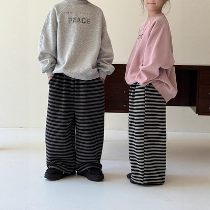 -ボーダーワイドパンツ ゆったりストレートスウェットパンツ【mh0010774】 - mamahalo shop - ロングパンツ・スウェットパンツ -  べビー服 - 子供服 - 男の子 - 女の子