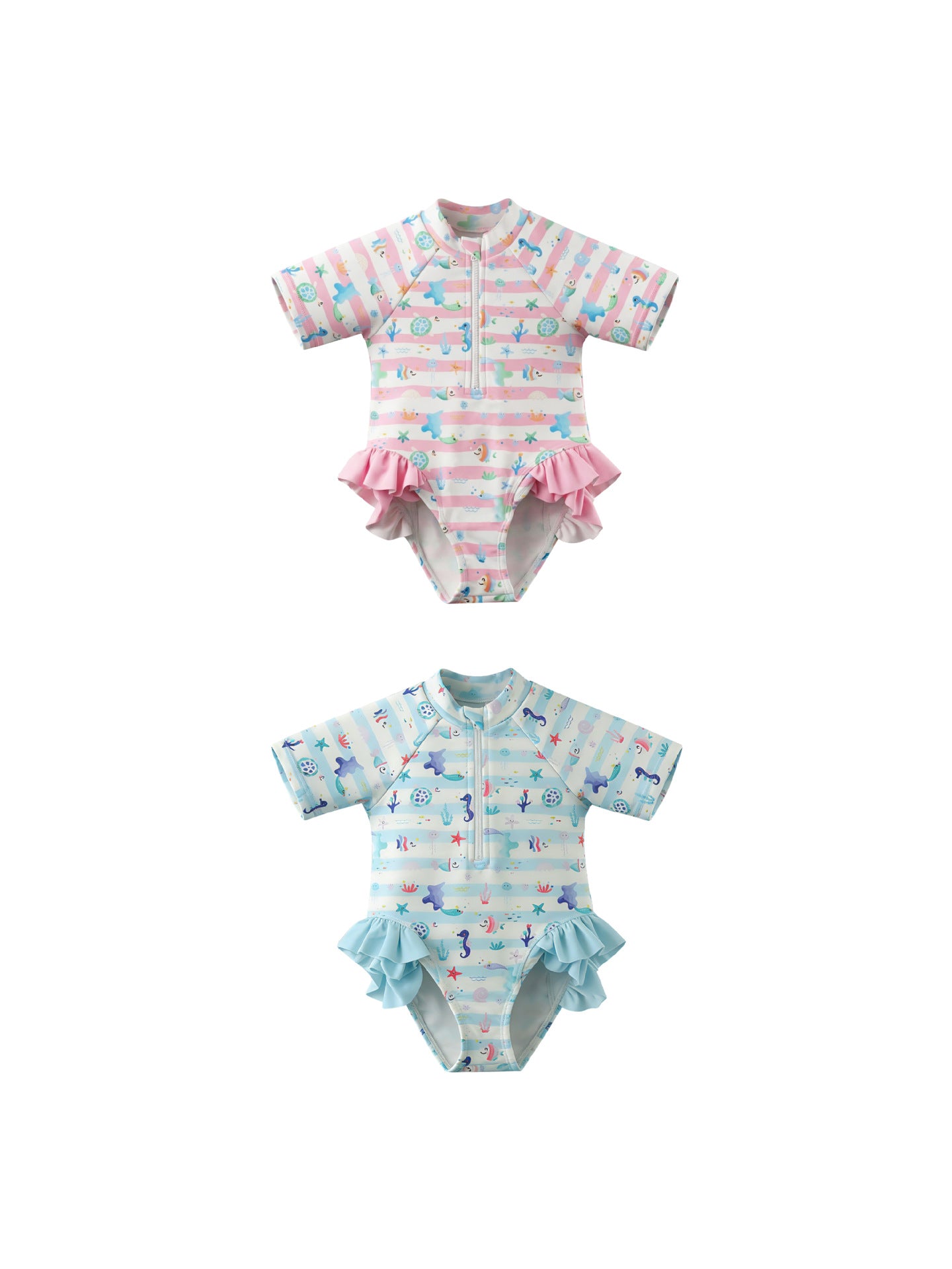 UPF50 Plus Marine Striped Short Sleeve One-piece マリンボーダー 水着【mh0012601】