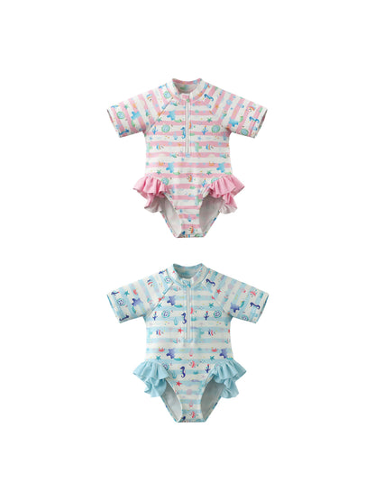 UPF50 Plus Marine Striped Short Sleeve One-piece マリンボーダー 水着【mh0012601】