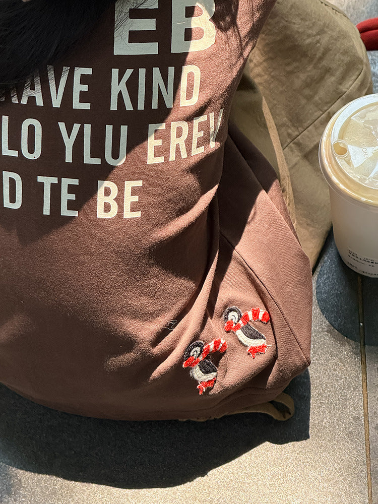 -ペンギン柄プリントTシャツ ロゴ入り長袖トップス【mh0011055】 - mamahalo shop - 長袖Tシャツ -  べビー服 - 子供服 - 男の子 - 女の子