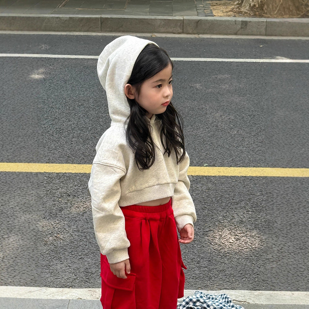 -クロップド丈パーカー 刺繍ロゴ入りフーディー ショートスウェット【mh0011053】 - mamahalo shop - カーディガン・パーカー -  べビー服 - 子供服 - 男の子 - 女の子