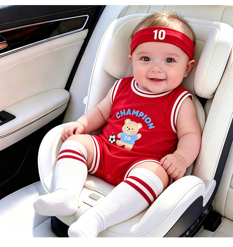 Sleeveless Athletic Bear Romper ナンバリング ノースリーブロンパース【mh0013505】