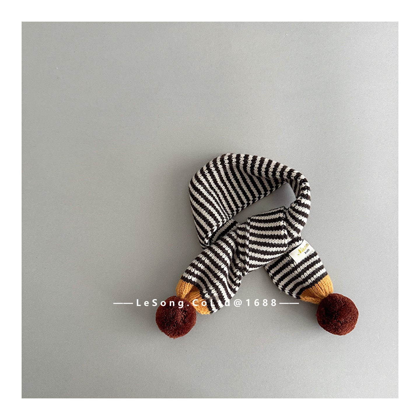 キッズマフラー ボーダー ニット ぽんぽん ネックウォーマー【mh0011805】