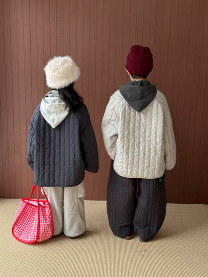 キルティングジャケット キッズ 中綿 厚手 ノーカラー ショート丈 カジュアル アウター【mh0011679】