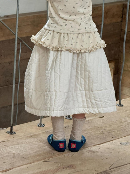 キルティングスカート 厚手 キルト ミモレ丈 無地 花柄【mh0011750】