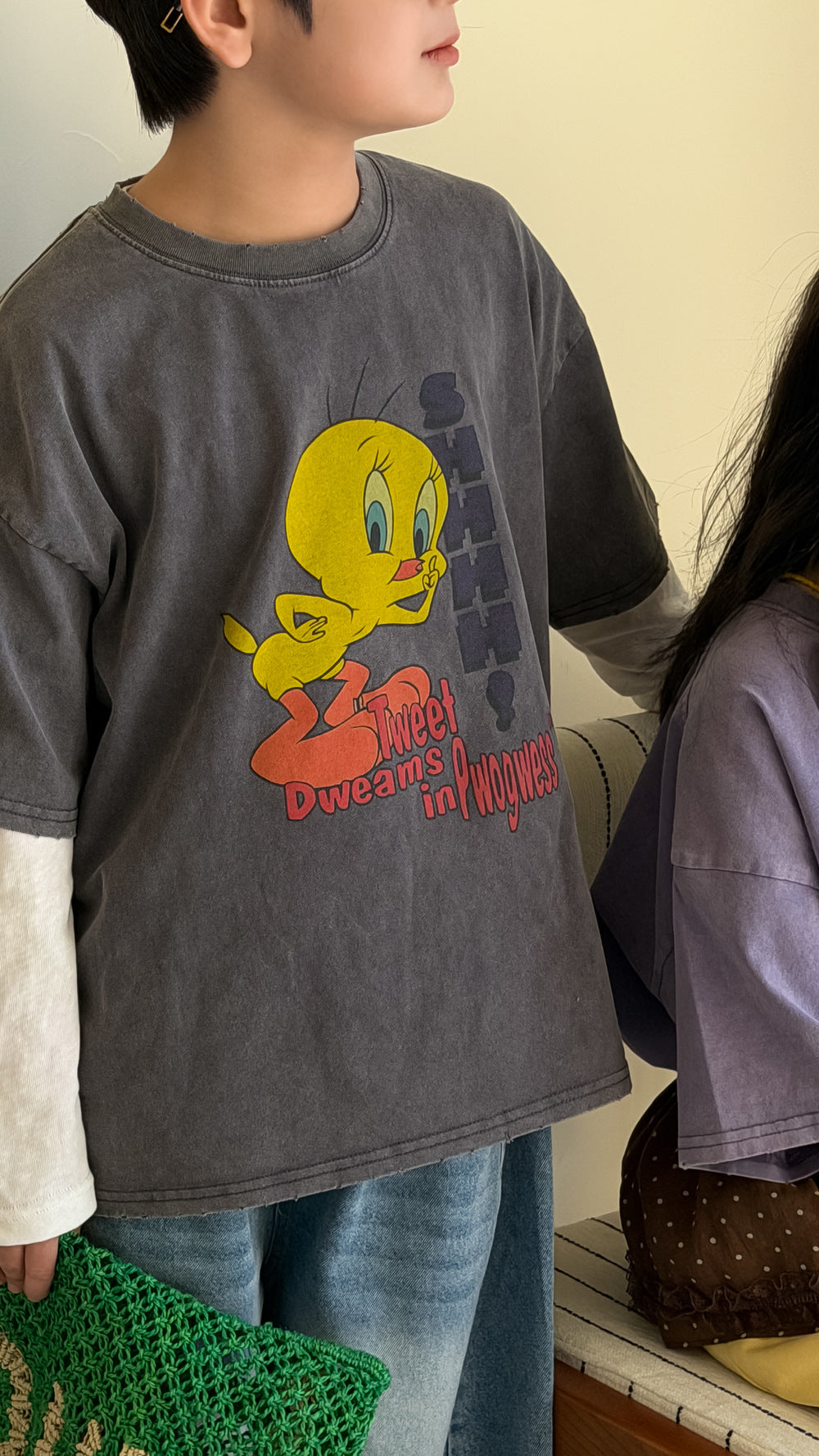 Bird Print Cotton T-shirt バード プリント 半袖Tシャツ【mh0012513】