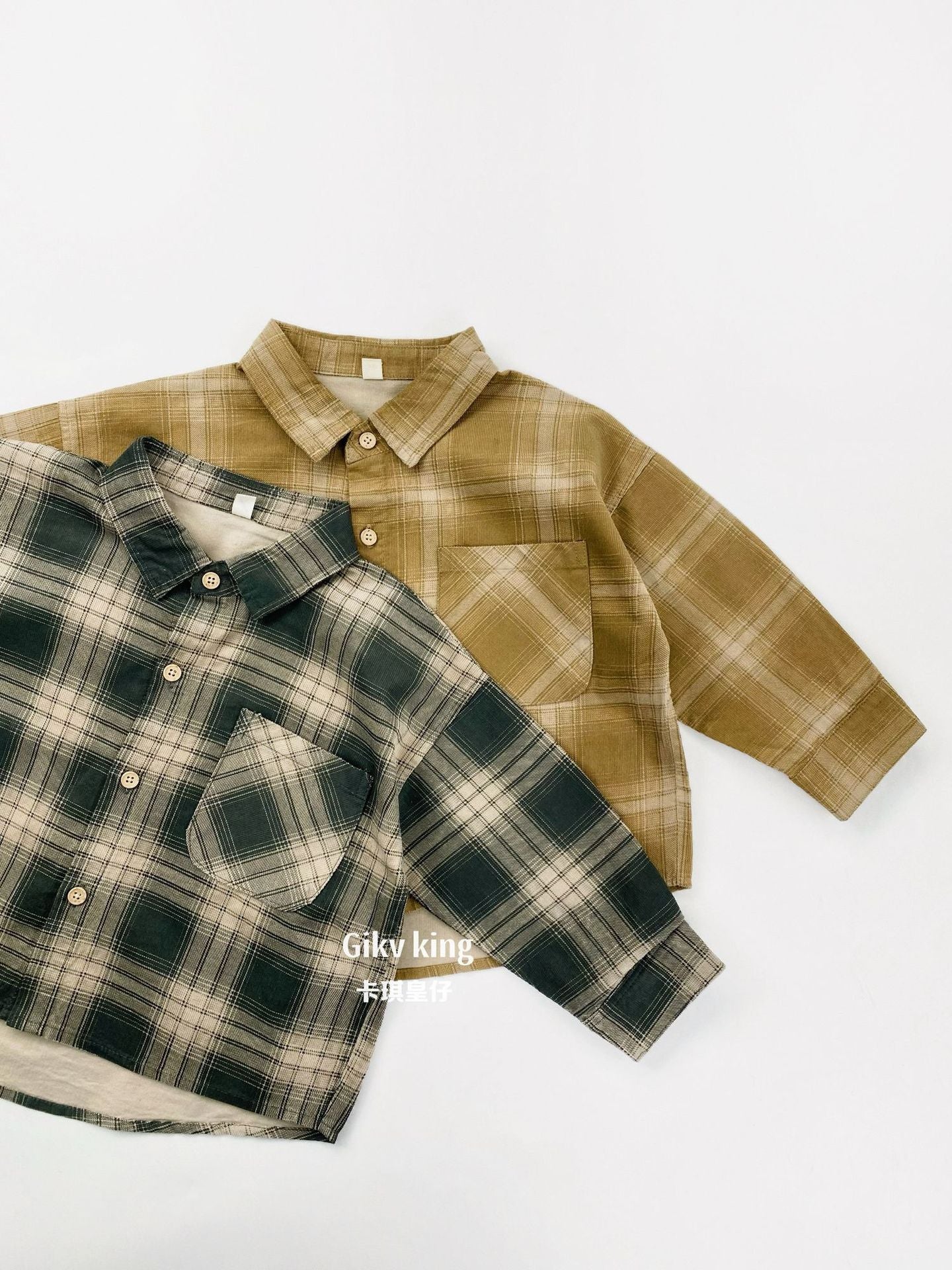Camisa de cuadros de manga larga vintage 【mh0012563】
