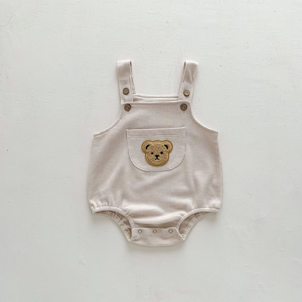 ベビー ベア ワッフル サスペンダー ロンパース 半袖 Tシャツ【mh0001951】