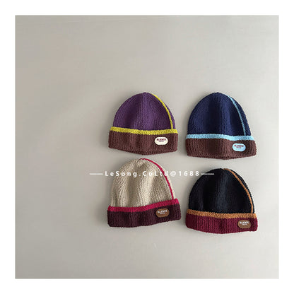 キッズ帽子 カラーブロック ニットキャップ ビーニー【mh0011810】