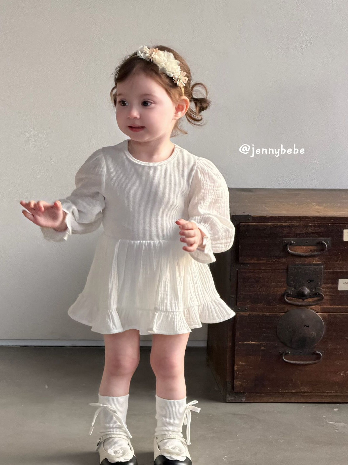 Gauze Puff Sleeve Romper ガーゼ パフスリーブ ロンパース【mh0012527】