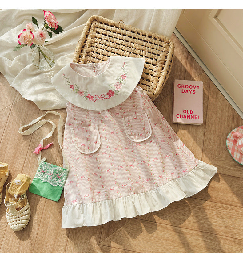 Flower Print Ruffle Dress フリル ノースリーブワンピース【mh0013656】