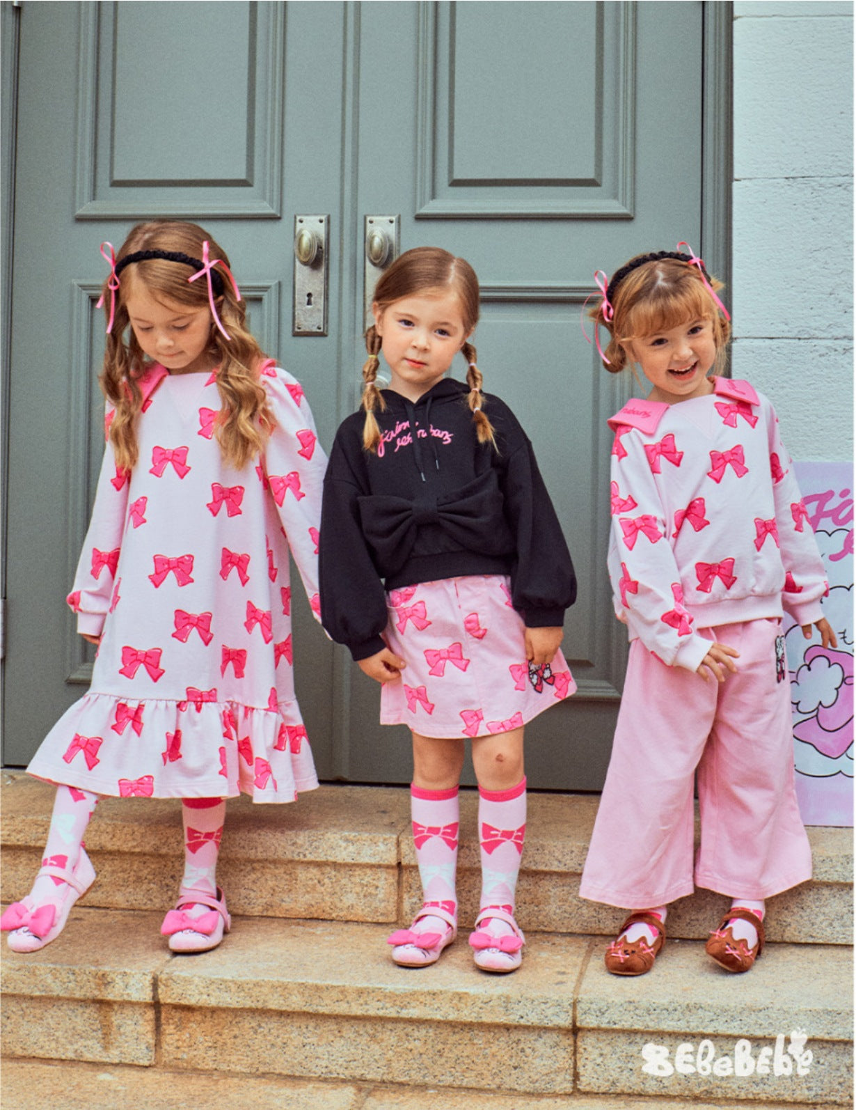 -リボン柄ニットカーディガン/フリルティアードワンピース/リボン柄フリルスカート【mh0010981】 - mamahalo shop - 長袖ワンピース -  べビー服 - 子供服 - 男の子 - 女の子