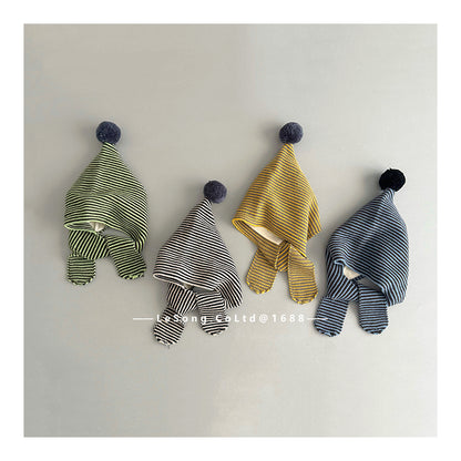 キッズ帽子 ボーダー マフラードッキング ピクシーハット【mh0011804】