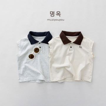 Vintage Preppy Collared Vest バイカラー ノースリーブポロシャツ【mh0013615】
