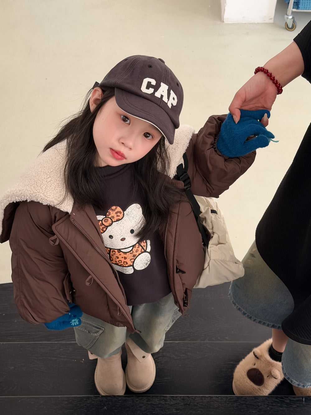 Padded blouson jacket with fleece lining and hood, featuring large lapels [mh0011864]