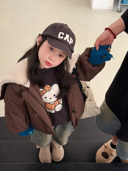 Padded blouson jacket with fleece lining and hood, featuring large lapels [mh0011864]